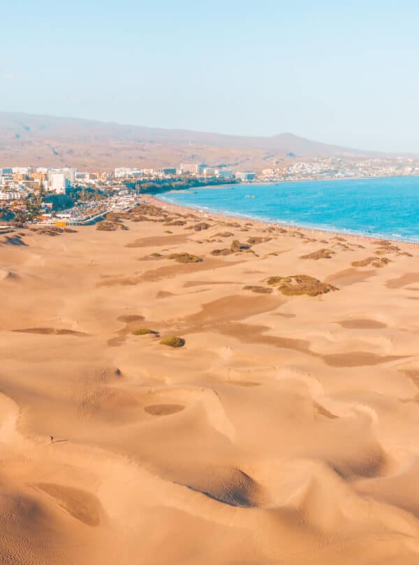 Aerial view of the Maspalomas dunes on the Gran Canaria island